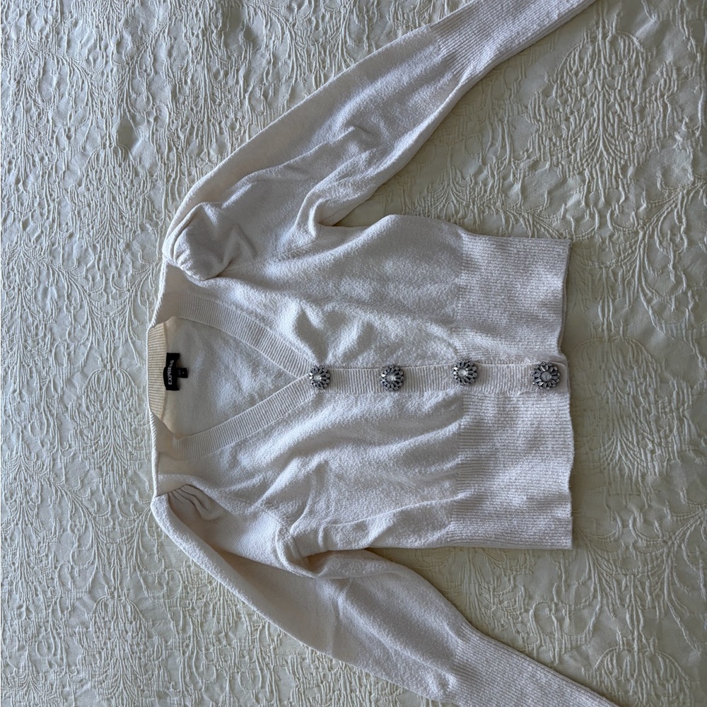 Express Cream Button-Up Women's sweater